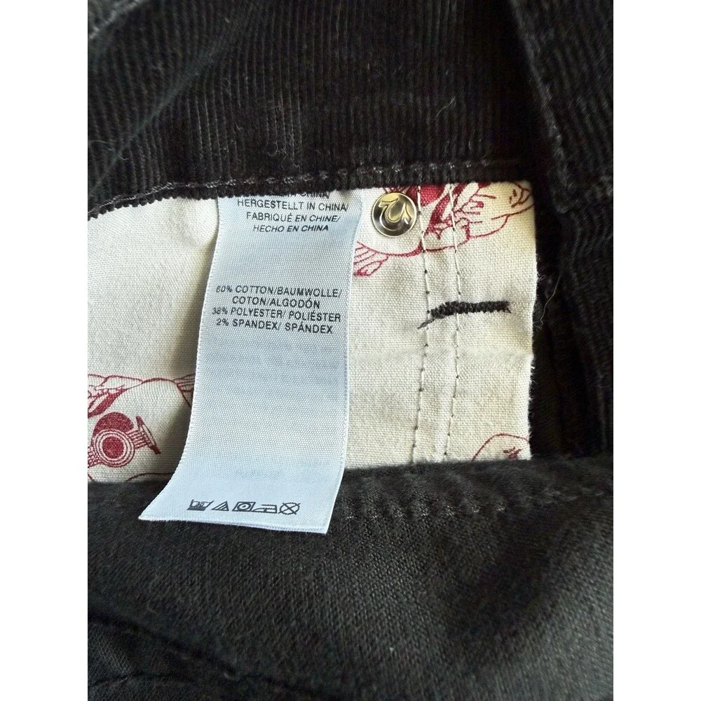 True Religion Straight Section Corduroy Pants Men 31 Black Flap Pocket Rare